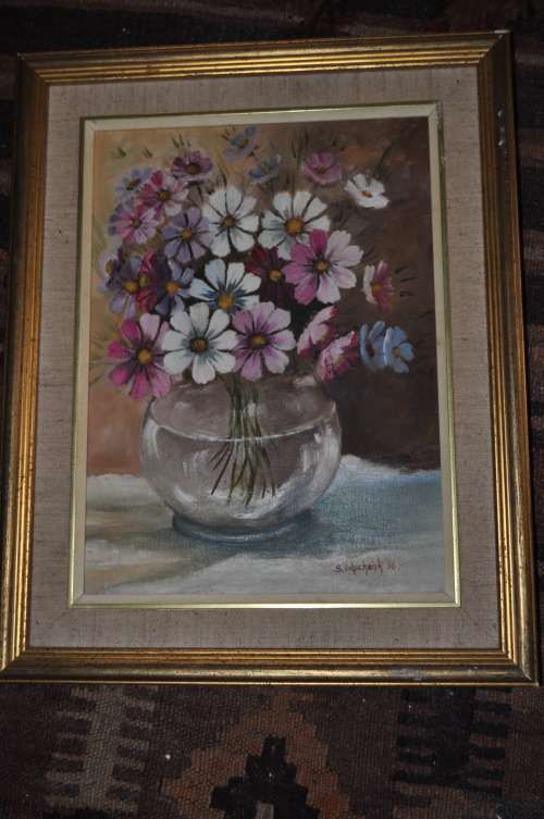 S.VOLSCHENK-ORIGINAL OIL ON BOARD STILL LIFE
