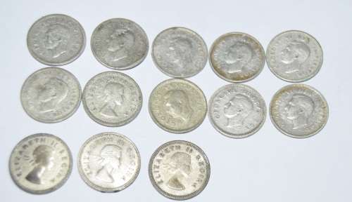 COLLECTION OF TREEPENCE SILVER COINS