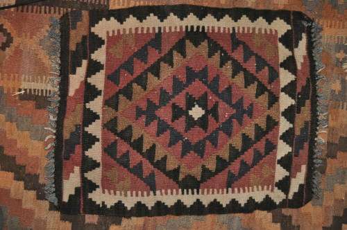 AWESOME SMALL HANDMADE KELIM CARPET-GOOD FOR ENTRANCE OR NEXT TO YOUR BED