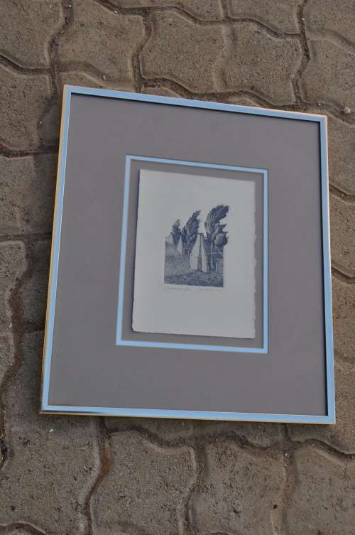JAN VISSER-AWESOME ETCHING,SIGNED,DATED,FRAMED