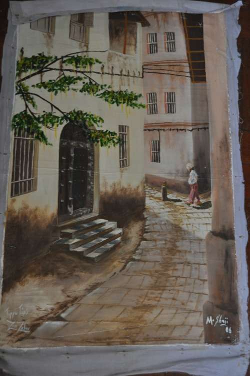 M.SHAJI-ORIGINAL OIL ON CANVAS,STREET SCENE