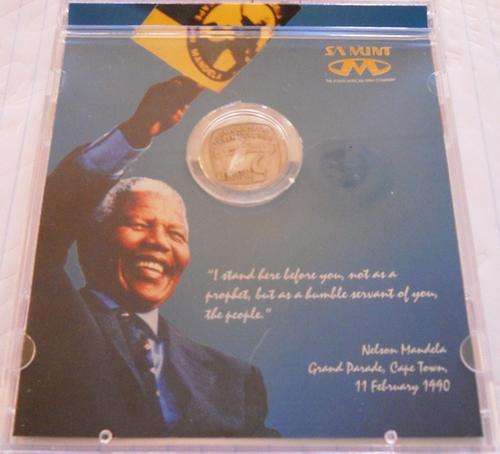 MANDELA 2000 CD CASE WITH CIRCULATED 1994 INAUGURATION R5 COIN