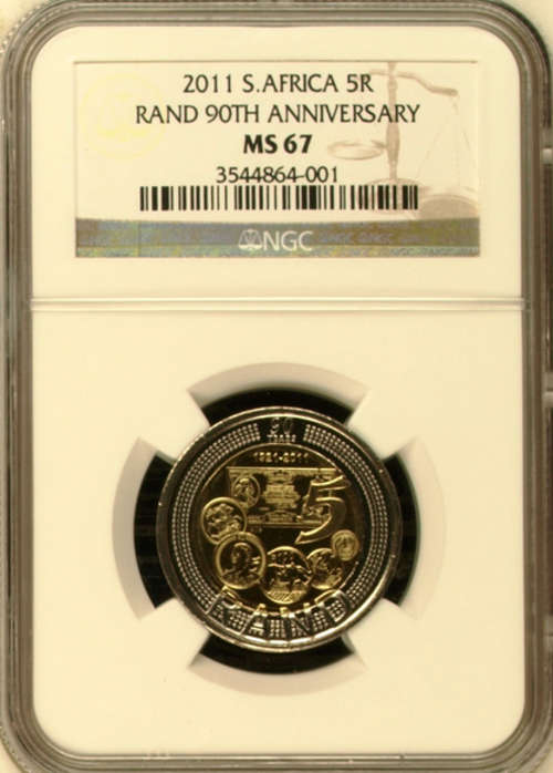 NEW 90th SARB ANNIVERSARY R5 COIN - 2 X MS67- NGC GRADED -1 bid 1 coin - R5 COIN - HIGH GRADE