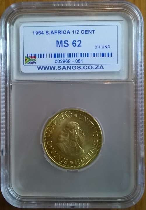 1964 RSA HALF CENT SANGS GRADED MS62