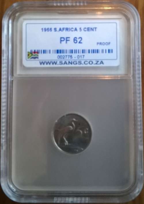 1966 RSA 5 CENT SANGS SLABBED PROOF 62