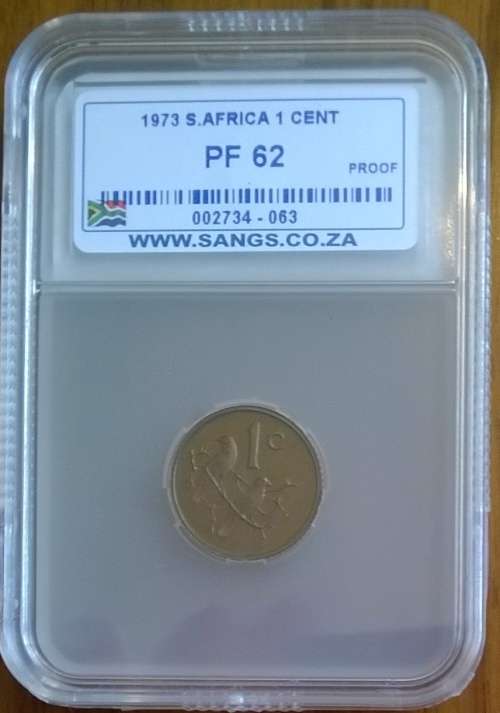 1973 RSA 1 CENT SANGS SLABBED PROOF 62