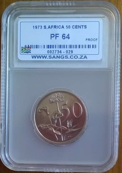 1973 RSA 50 CENT SANGS SLABBED PROOF 64