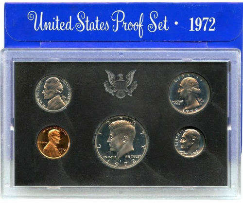 USA 1972 5 coin short Proof set with Kennedy Half $