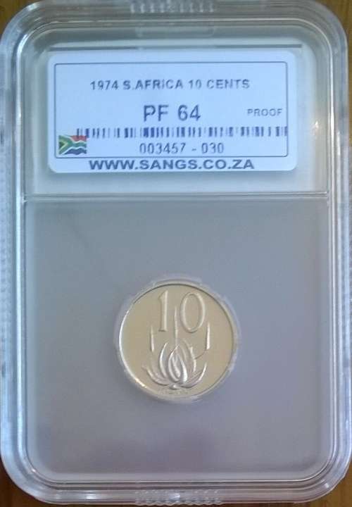 1974 SA 10 CENT SANGS GRADED PROOF 64