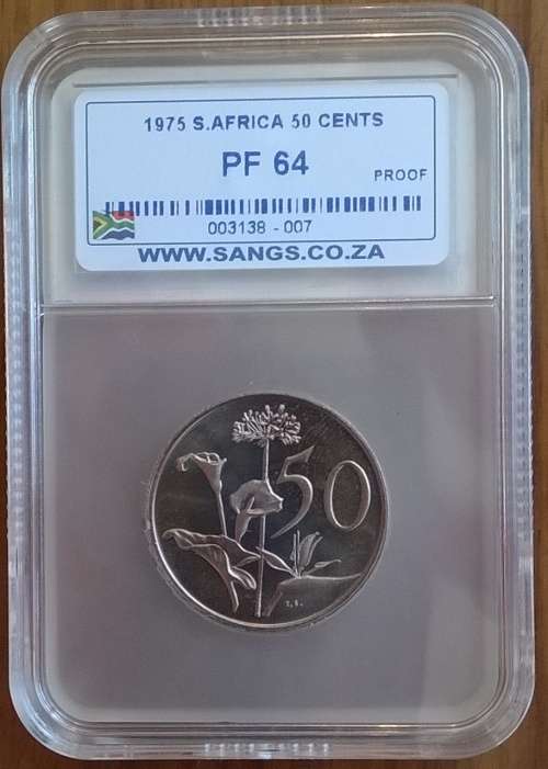1975 SA 50 CENT SANGS SLABBED PROOF 64