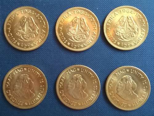 1964 6 X HALF CENT COIN SET UNCIRCULATED. 20 SETS AVAILABLE. PRICE PER SET OF 6 COINS