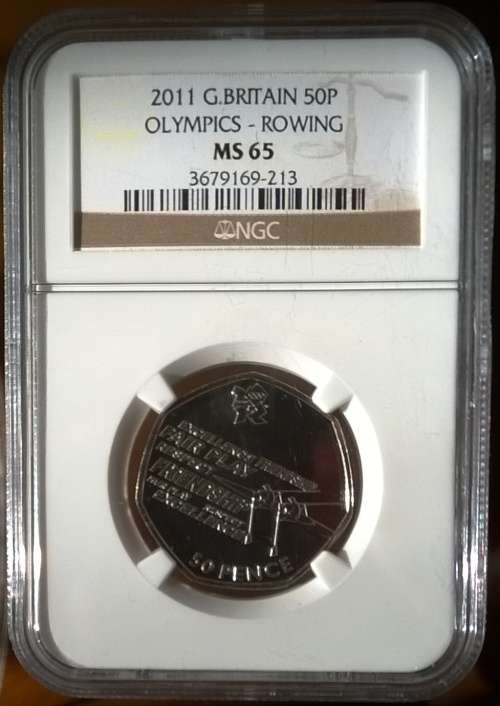 Great Britain 2011 - 50 Pence Olympics Rowing NGC Graded MS65