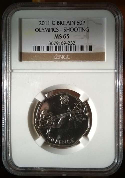 Great Britain 2011 - 50 Pence Olympics Shooting NGC Graded MS65
