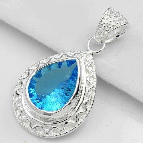 BEAUTIFUL FASHION BLUE TOPAZ GEMSTONE PENDANT - 925 SILVER