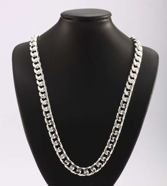 EXQUISITE & BULKY!! 925 SILVER CLAD 10 MM CHAIN NECKLACE. A+ QUALITY AND CRAFTSMANSHIP