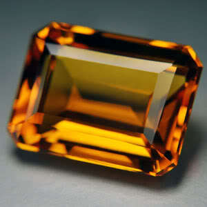 BEAUTIFUL GOLDEN YELLOW EMERALD CUT CITRINE-BRAZIL - 16 ct