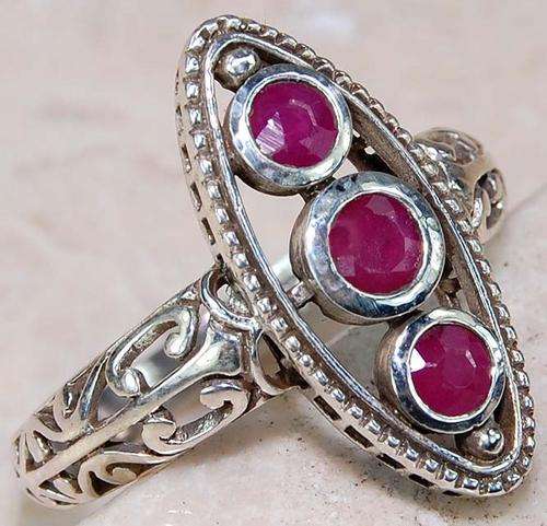 NATURAL 2ct RUBY & 925 SOLID STERLING SILVER Ring, size 6.5.