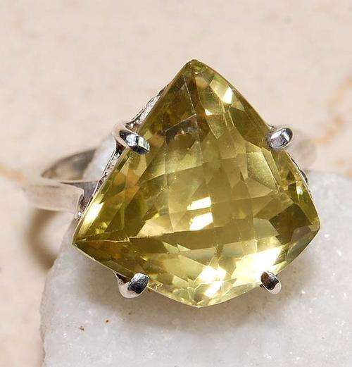 9ct Natural Lemon Citrine & 925 Solid Sterling Silver Ring Size 7.5