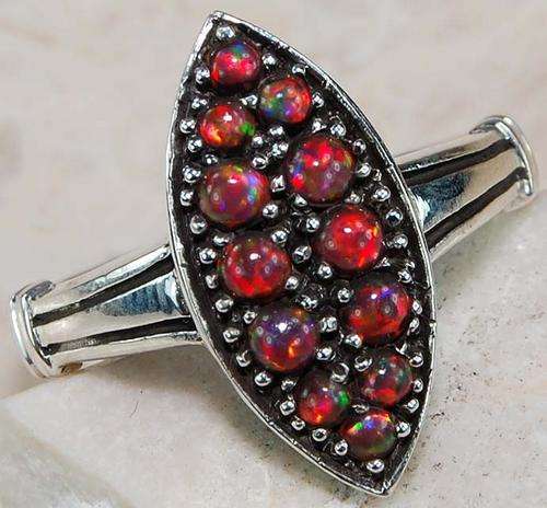 Red Fire Opal & 925 SOLID STERLING SILVER ring, size 6.25.