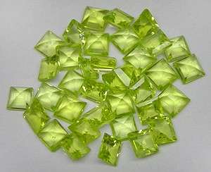 AWESOME SQUARE PRINCESS FACET PERIDOT - 3MM EACH - 79 Pieces available