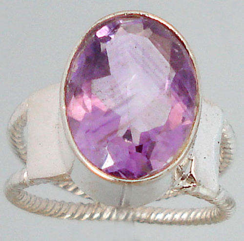 6.09cts PURPLE AMETHYST OVAL 925 STERLING SILVER RING Size 7.5