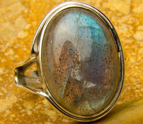 NATURAL LABRADORITE STERLING SILVER RING SIZE 7.5