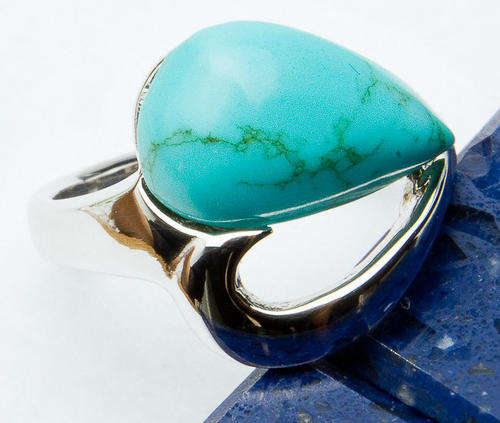 NATURAL TURQUOISE STERLING SILVER RING SIZE 7 3/4
