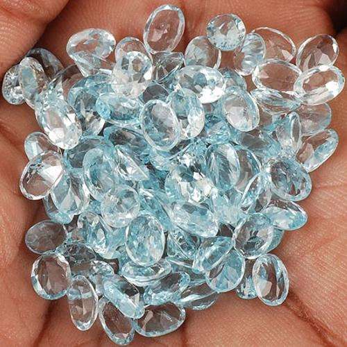101 CTS/117 PCS NATURAL SWISS BLUE OVAL CUT TOPAZ 6mm x 4mm.117 PIECES SOLD INDIVIDUALLY