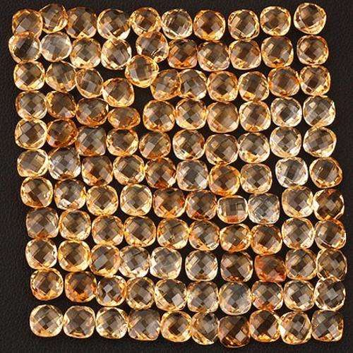 100% NATURAL MINED GOLDEN YELLOW CUSHION CHECKERBOARD CUT CITRINES-5mm x 2mm EACH SOLD INDIVIDUALLY