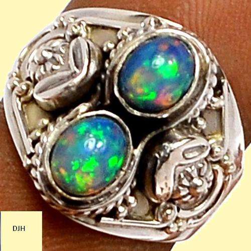 NATURAL ETHIOPIAN OPAL .925 STERLING SILVER RING SIZE 7