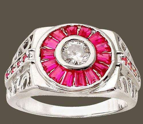 ELITE WHITE TOPAZ FAUX RUBY .925 STERLING SILVER RING size 10.5