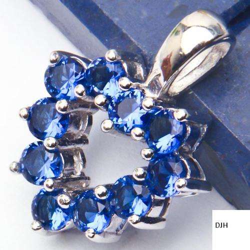 BLUE SAPPHIRE.925 STERLING SILVER HEART PENDANT