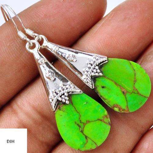 COPPER GREEN ARIZONA TURQUOISE .925 STERLING SILVER EARRINGS