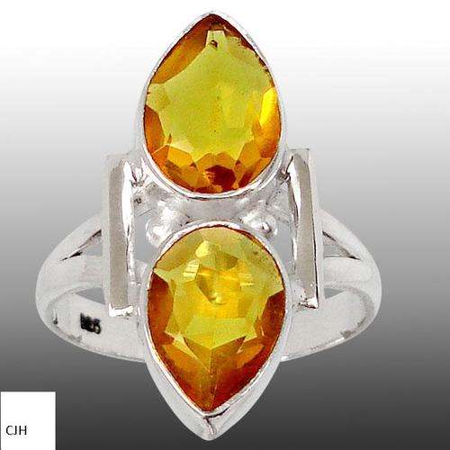 LEMON TOPAZ PEAR .925 STERLING SILVER RING size 7