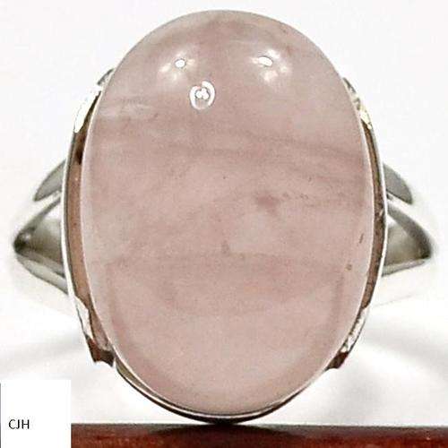 ROSE QUARTZ .925 STERLING SILVER RING SIZE 7