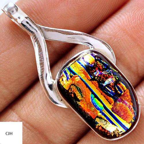 DICHROIC GLASS .925 STERLING SILVER PENDANT