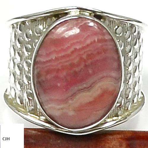 RHODOCHROSITE .925 STERLING SILVER RING SIZE 7.5