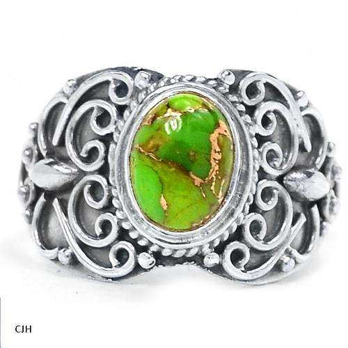 COPPER GREEN ARIZONA TURQUOISE .925 STERLING SILVER RING SIZE 7