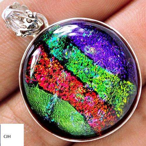 DICHROIC GLASS .925 STERLING SILVER PENDANT