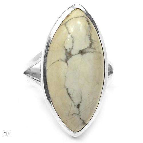 WHITE HOWLITE .925 STERLING SILVER RING SIZE 9
