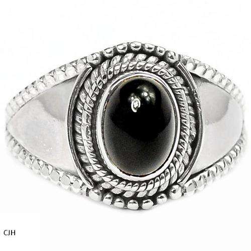 BLACK ONYX .925 STERLING SILVER RING SIZE 7.5