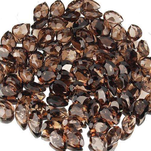 83 PIECES UNTREATED NATURAL SMOKY QUARTZ 15MM X 12MM PEAR CUT GEMSTONES SOLD INDIVIDUALLY