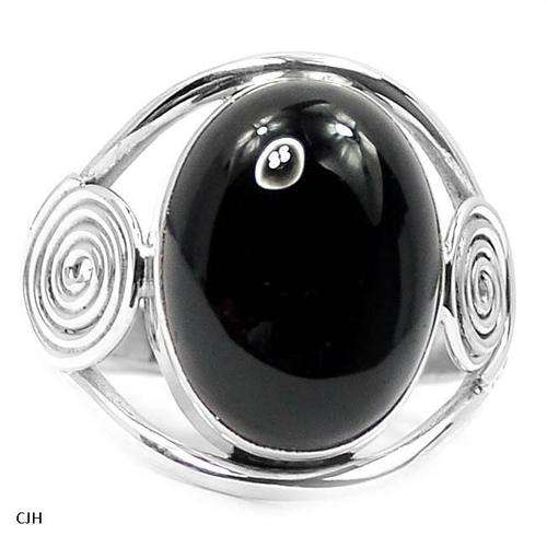 BLACK ONYX .925 STERLING SILVER RING SIZE 8 5/8