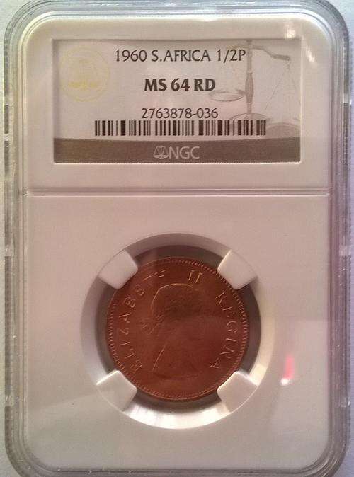 1960 SA Union 1/2 Penny NGC Graded MS64RD ONLY 17 COINS GRADED BY THE NGC IN THIS GRADE