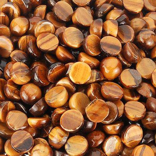 100 PIECES TOP QUALITY UNTREATED NATURAL ROUND CABOCHON TIGER EYE GEMSTONES. BID PER GEMSTONE