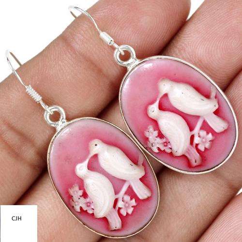 CAMEO BIRD .925 STERLING SILVER EARRINGS