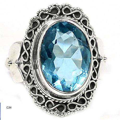 BLUE TOPAZ .925 STERLING SILVER RING SIZE 7