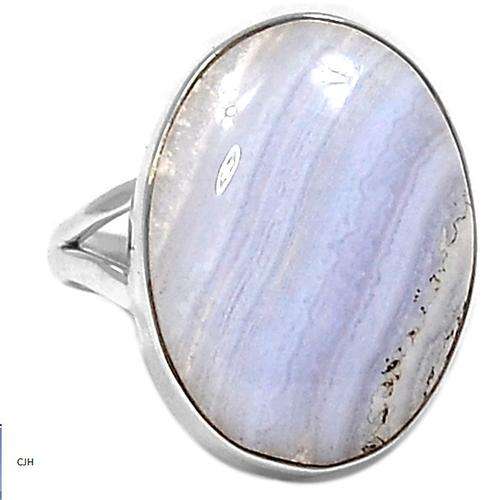 BLUE LACE AGATE .925 STERLING SILVER RING SIZE 8 1/4