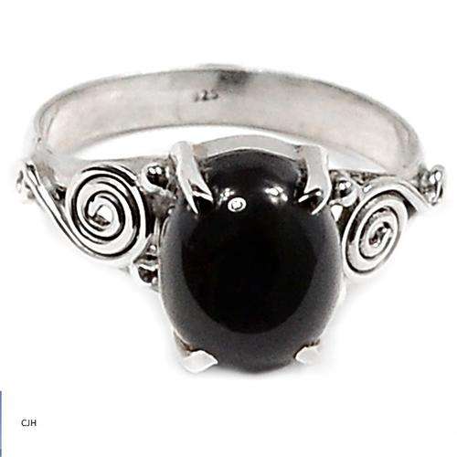 BLACK ONYX .925 STERLING SILVER RING SIZE 8 5/8