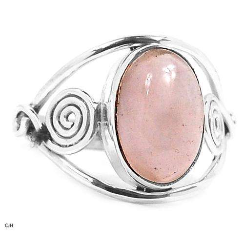 PINK ROSE QUARTZ .925 STERLING SILVER RING SIZE 9